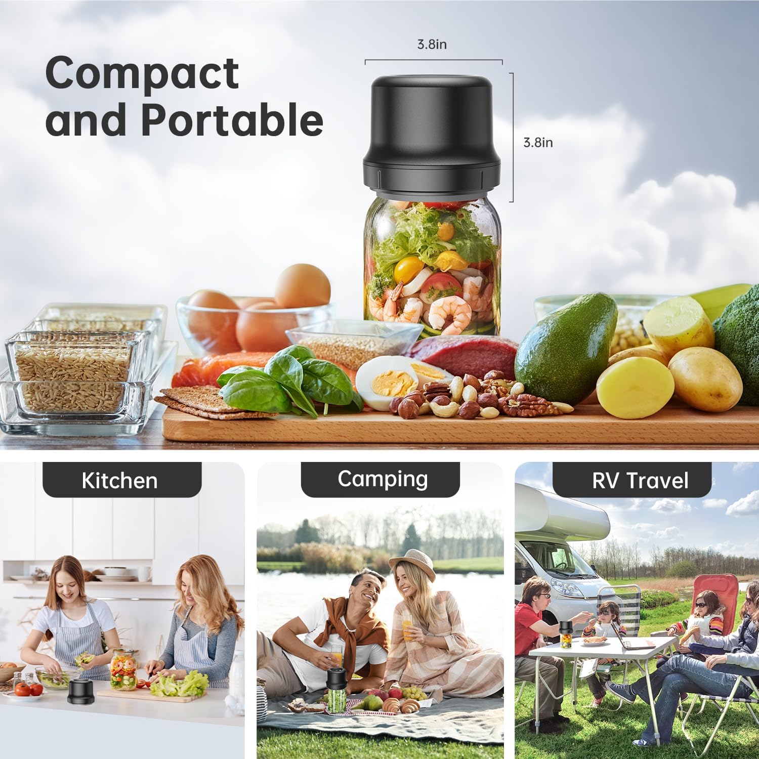 Moriko Mason Jar Vacuum Sealer - Electric Mason Jar Vacuum Sealer Kit with Regular and Wide Mouth Mason Jar Lids, Canning Vacuum Sealer for Food Storage (Black) Moriko Mason Jar Vacuum Sealer - Electric Mason Jar Vacuum Sealer Kit with Regular and Wide Mouth Mason Jar Lids, Canning Vacuum Sealer for Food Storage (Black)